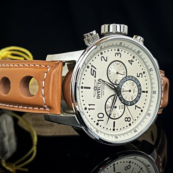 NEW Invicta 48MM Men's S1 Rally Quartz Multifunction White Dial Leather Watch - Picture 5 of 6